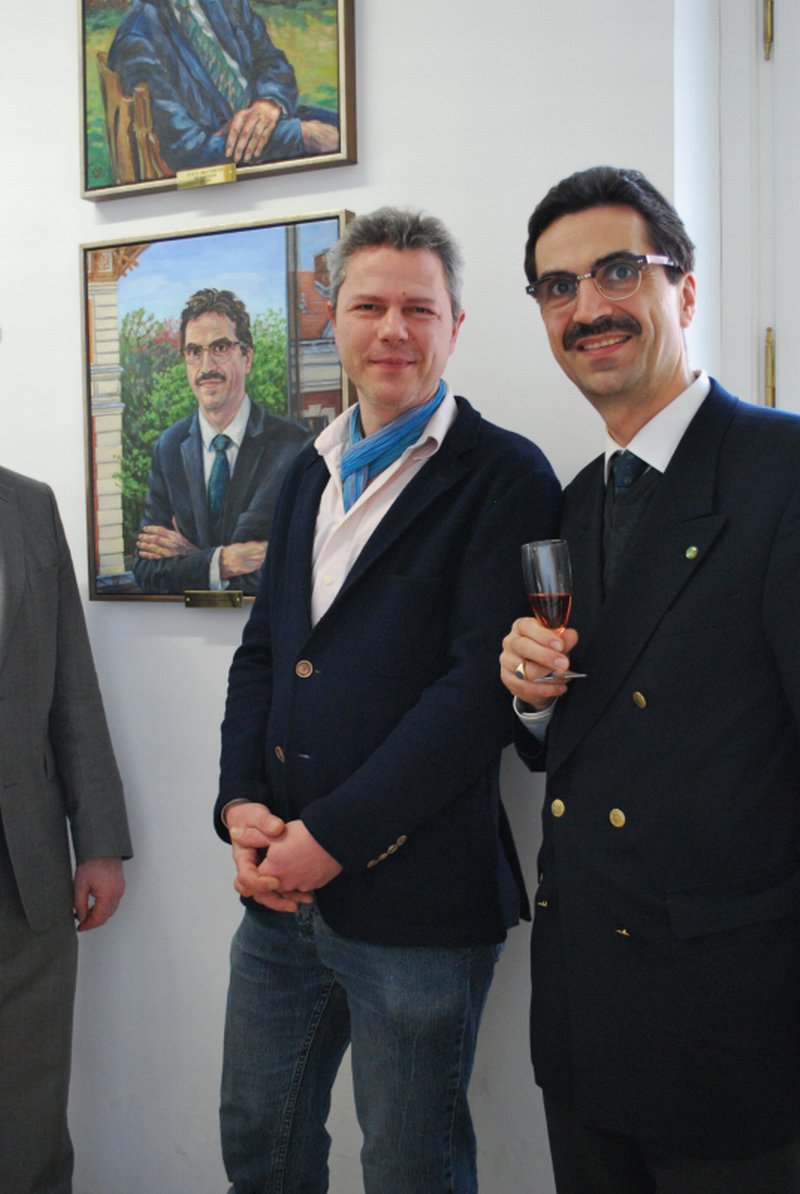 Portraitmaler Stephan Ois mit Rektor Martin Gerzabek, Boku-Wien,Porträtmaler gesucht?